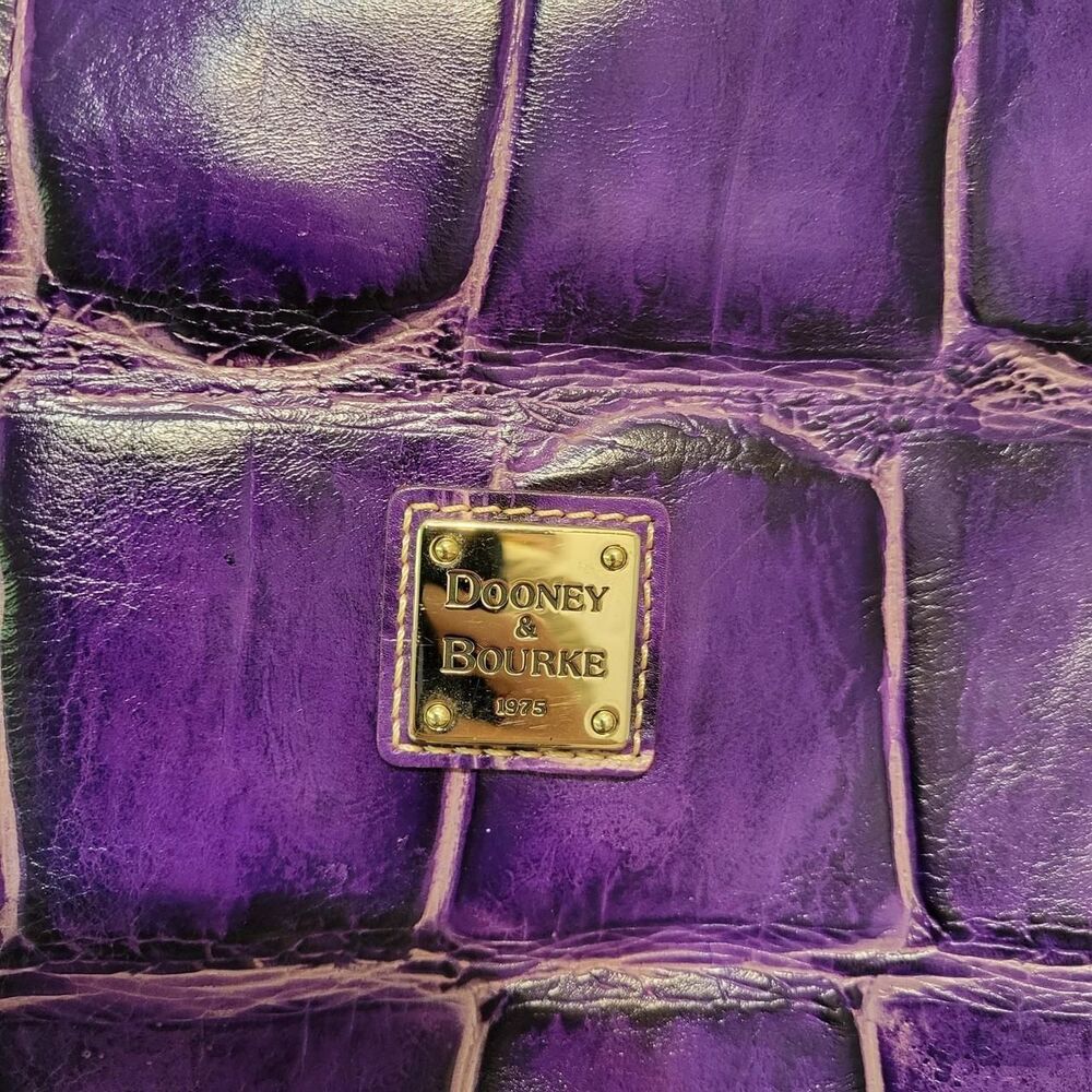 Dooney & Bourke Purple Fredrica Croc Embossed Leather Crossbody Purse - Picture 3 of 8